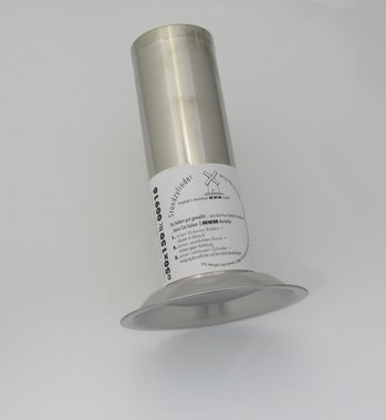 Stainless steel cylinder for instrument storage, medium model ø50 x 150mm, made in Germany by MWM, Item No.: 018337